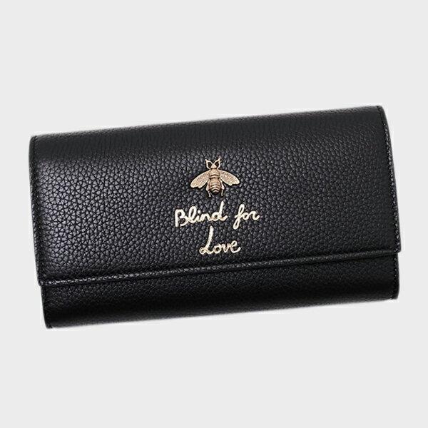 グッチGUCCI   Beeパーツ レザー 二つ折り長財布 レディース 454070 A7M0T 1000