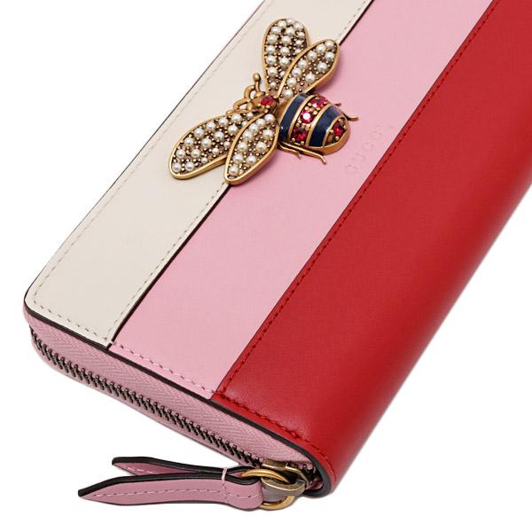 グッチ GUCCI クイーンマーガレット レザー ウォレット ラウンドファスナー 長財布 レッド×アイボリー×ピンク [レディース] 476069 DYWPT 8057