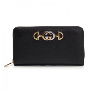 グッチ GUCCI ズゥミ レザー ラウンドファスナー ウォレット 長財布 ブラック [レディース] 570661 1B90X 1000