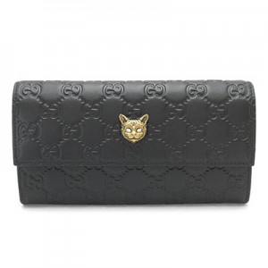 グッチ 長財布 レディース GUCCI  財布 キャット シグネチャー GG柄 レザー ブラック 黒 548055 0G6FT 1081​