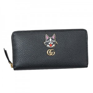 グッチ GUCCI 愛犬 ボスコ Bosco レザー ラウンドファスナー 長財布 ブラック [レディース] 499337 CAO0G 1000
