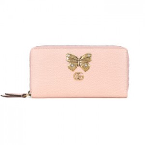 グッチ GUCCI バタフライスタッズ ラウンドファスナー 長財布 ピンク [レディース] 499363 CAOGT 5969