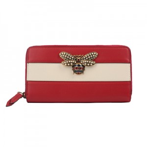グッチ GUCCI クイーンマーガレット レザー ウォレット ラウンドファスナー 長財布 レッド×アイボリー [レディース] 476069 DYWQT 8225