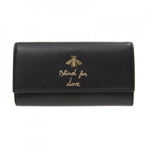 グッチGUCCI   Beeパーツ レザー 二つ折り長財布 レディース 454070 A7M0T 1000