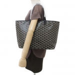 ゴヤールGOYARD   サンルイPM ヘリンボーン柄　 トートバッグ キャンバス レザー 綿、麻 ブラック レディース G2020668