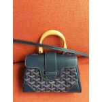 ゴヤール  サイゴン ミニ ハンドバッグ 2WAY ショルダー ダークブルー レア ヘリンボーン レディース GOYARD SAIGON MINI G2020684