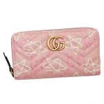グッチ  GUCCI ゴースト GHOST GGマーモント キルティング レザー ウォレット ラウンドファスナー 長財布 ピンク [レディース] 448087 DSSCJ 5966