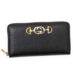 グッチ GUCCI ズゥミ レザー ラウンドファスナー ウォレット 長財布 ブラック [レディース] 570661 1B90X 1000