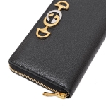 グッチ GUCCI ズゥミ レザー ラウンドファスナー ウォレット 長財布 ブラック [レディース] 570661 1B90X 1000