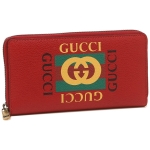 グッチ GUCCI グッチプリント レザー ラウンドファスナー長財布 ロゴ×レッド [レディース] 496317 0GDAT 6461
