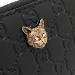 グッチ 長財布 レディース GUCCI  財布 ラウンドファスナー キャット シグネチャー GG柄 レザー ブラック 黒 548058 0G6FT 1081​