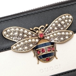 グッチ GUCCI クイーンマーガレット レザー ウォレット ラウンドファスナー 長財布 ブラック×アイボリー ホワイト [レディース] 476069 DYWQT 8224 