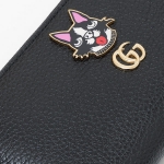 グッチ GUCCI 愛犬 ボスコ Bosco レザー ラウンドファスナー 長財布 ブラック [レディース] 499337 CAO0G 1000