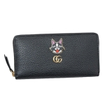グッチ GUCCI 愛犬 ボスコ Bosco レザー ラウンドファスナー 長財布 ブラック [レディース] 499337 CAO0G 1000
