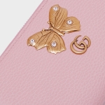 グッチ GUCCI バタフライスタッズ ラウンドファスナー 長財布 ピンク [レディース] 499363 CAOGT 5969