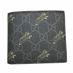 グッチ GUCCI GGスプリーム タイガープリント ウォレット 折財布 小銭入れなし ブラック×グレー [メンズ] 575133 G2BAN 1087