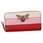 グッチ GUCCI クイーンマーガレット レザー ウォレット ラウンドファスナー 長財布 レッド×アイボリー×ピンク [レディース] 476069 DYWPT 8057