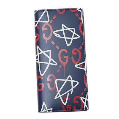 グッチ GUCCI ゴースト GHOST 二つ折 小銭入付長財布 ブルー基調 [メンズ] 448466 DS1AT 4179