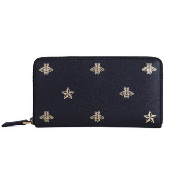 グッチ GUCCI ビー＆スター レザー ラウンドファスナー 長財布 ドキュメントケース ブラック [メンズ][レディース] 495064 DJ2KT 8474