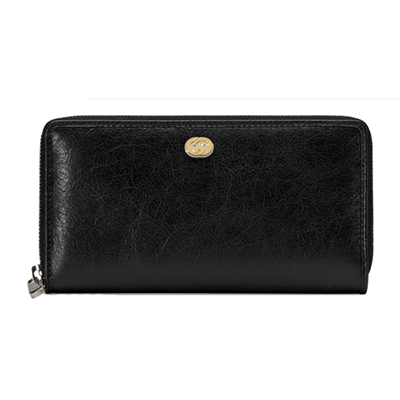 グッチ GUCCI シンプル メタルロゴ レザーメンズ長財布 / ブラック 575988 1GZ0X 1000