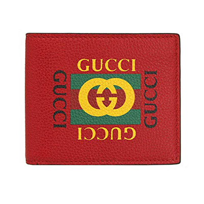 グッチ GUCCI レザー 折財布 ロゴ×レッド [小銭入れなし] [メンズ] 496309 0GCAT 6461