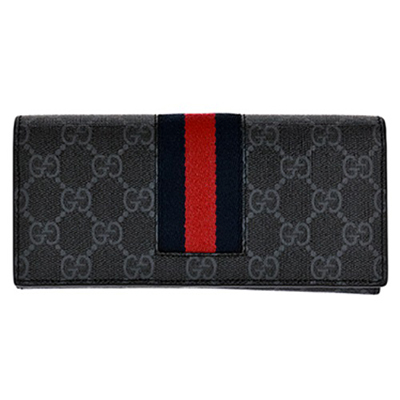 GUCCI  グッチ ファスナー長財布キャンバス×レザー ブラック×グレー 408830 KHN4N 1095