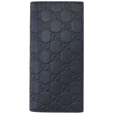 グッチ 財布 GUCCI メンズ 長財布 札入れ マチ付き 小銭入れなし グッチッシマ ネイビー アウトレット 307774 CWC1R 4009