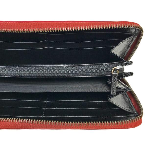 グッチ GUCCI GGマーモント キルティングレザー ラウンドファスナー 長財布 ブラック×レッド [レディース] 573810 0OLFX 8277