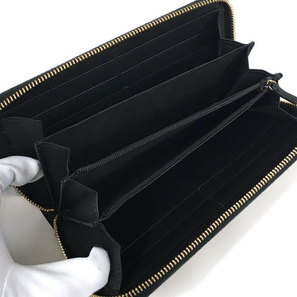グッチ ビー GGスプリーム ジップアラウンドウォレット 長財布  ベージュ×ブラック 410102 9F26G 8319​