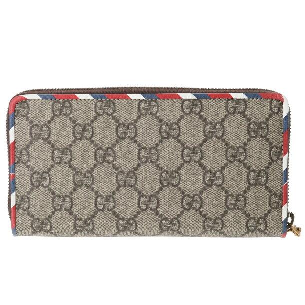 グッチGUCCI  COURRIERワッペンラウンド長財布  ベージュ コンビ 473909 K9GQT 8899