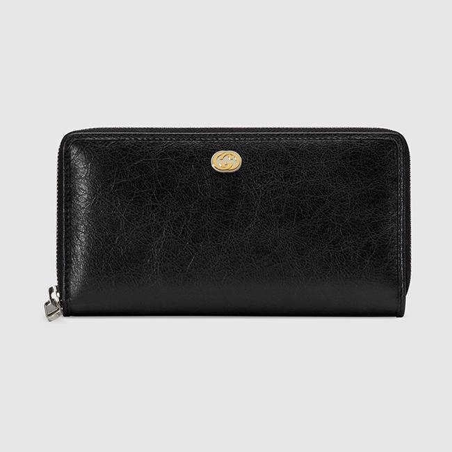 グッチ GUCCI シンプル メタルロゴ レザーメンズ長財布 / ブラック 575988 1GZ0X 1000