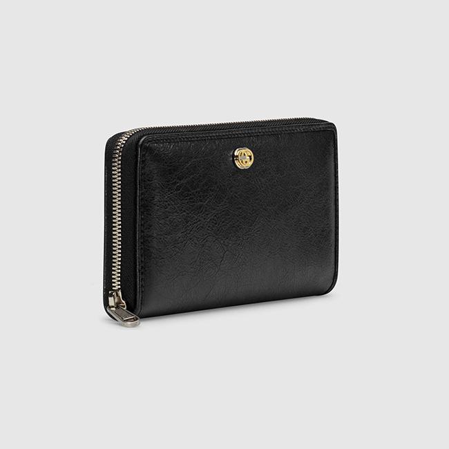 グッチ GUCCI シンプル メタルロゴ レザーメンズ長財布 / ブラック 575988 1GZ0X 1000