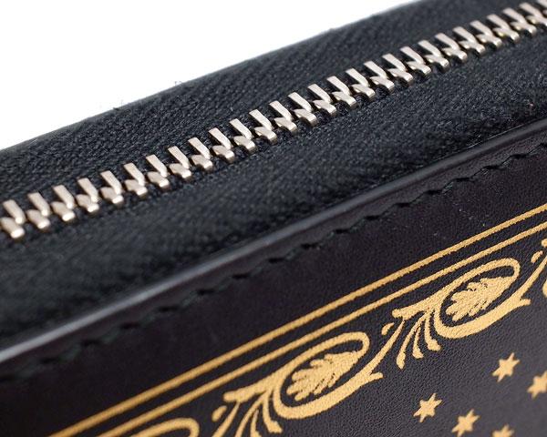 グッチ 財布 GUCCI ファスナー長財布 GUCCY ロゴブラック/ゴールド レザー メンズ レディース 510488 0GUSN 1055