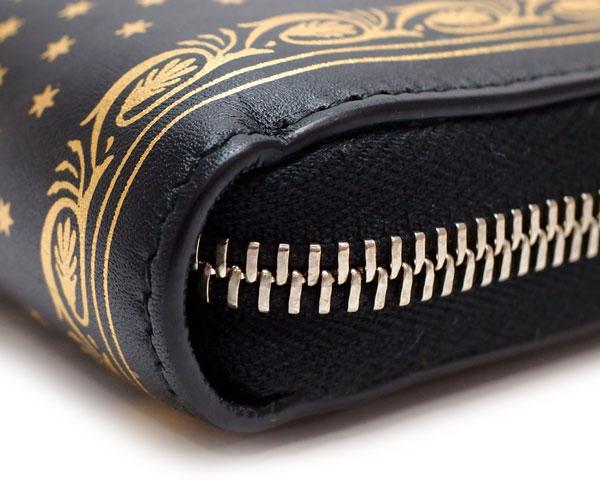 グッチ 財布 GUCCI ファスナー長財布 GUCCY ロゴブラック/ゴールド レザー メンズ レディース 510488 0GUSN 1055