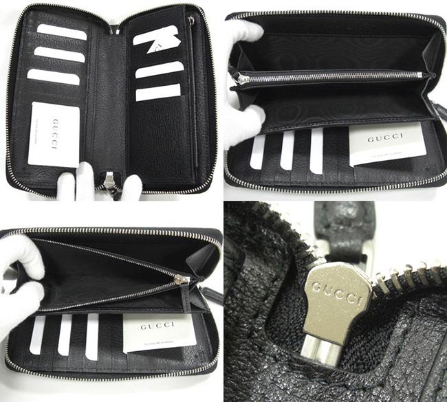 グッチGUCCI  財布 ラウンドファスナー財布 レザー ブラック シルバー金具 459138 CWGRN 1094