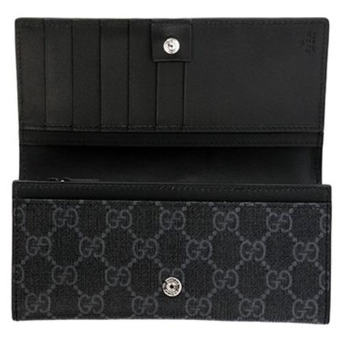 GUCCI  グッチ ファスナー長財布キャンバス×レザー ブラック×グレー 408830 KHN4N 1095