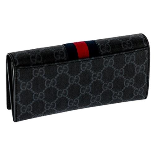 GUCCI  グッチ ファスナー長財布キャンバス×レザー ブラック×グレー 408830 KHN4N 1095
