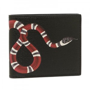 グッチ GUCCI キングスネークプリント レザー ウォレット 折財布 [小銭入れなし] ブラック [メンズ] 451268 DUR1T 1058