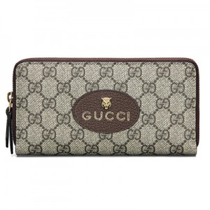 グッチ GUCCI ネオヴィンテージ GGスプリーム ウォレット ラウンドファスナー 長財布 ベージュ×エボニー [メンズ] 473953 K9GOT 8861 