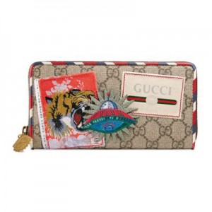 グッチGUCCI  COURRIERワッペンラウンド長財布  ベージュ コンビ 473909 K9GQT 8899