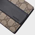 グッチ GUCCI GGスプリームキャンバス レザー ウォレット 折財布 小銭入れなし ベージュ×ブラック [メンズ] 451240 KGDHN 9769