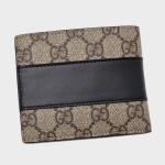グッチ GUCCI GGスプリームキャンバス レザー ウォレット 折財布 小銭入れなし ベージュ×ブラック [メンズ] 451240 KGDHN 9769