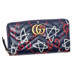グッチ  GUCCI ゴースト GHOST GGマーモント キルティング レザー ウォレット ラウンドファスナー 長財布 ネイビー [レディース] 448087 DSSCT 417