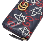 グッチ  GUCCI ゴースト GHOST GGマーモント キルティング レザー ウォレット ラウンドファスナー 長財布 ネイビー [レディース] 448087 DSSCT 417