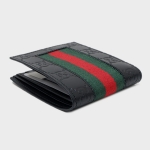 グッチ GUCCI シグネチャー ウェブライン ウォレット 折財布 [小銭入れなし] ブラック [メンズ] 408832 CWCLN 1060