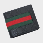 グッチ GUCCI シグネチャー ウェブライン ウォレット 折財布 [小銭入れなし] ブラック [メンズ] 408832 CWCLN 1060
