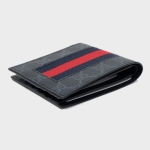 グッチ GUCCI GGスプリームキャンバス ウェブライン ウォレット 折財布 [小銭入れなし] ダークグレー [メンズ] 459140 KHN4N 1095