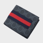 グッチ GUCCI GGスプリームキャンバス ウェブライン ウォレット 折財布 [小銭入れなし] ダークグレー [メンズ] 459140 KHN4N 1095
