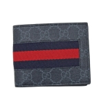 グッチ GUCCI GGスプリームキャンバス ウェブライン ウォレット 折財布 [小銭入れなし] ダークグレー [メンズ] 459140 KHN4N 1095