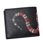 グッチ GUCCI キングスネークプリント レザー ウォレット 折財布 [小銭入れなし] ブラック [メンズ] 451268 DUR1T 1058